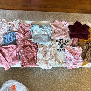 Baby Girl Bodysuit & Onesie Bundle - Mixed Pink, Blue, Cream & Burgundy